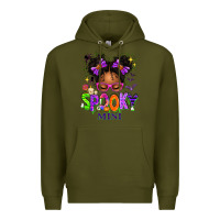 Army Green Spooky Mini Halloween Messy Bun Premium Hoodie - texasbilliewilder