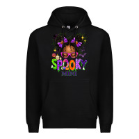 Black Spooky Mini Halloween Messy Bun Premium Hoodie - texasbilliewilder