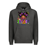 Charcoal Heather Spooky Mini Halloween Messy Bun Premium Hoodie - texasbilliewilder