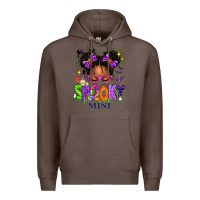 Coffee Spooky Mini Halloween Messy Bun Premium Hoodie - texasbilliewilder