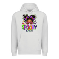 Dove Grey Spooky Mini Halloween Messy Bun Premium Hoodie - texasbilliewilder