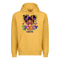 Mustard Spooky Mini Halloween Messy Bun Premium Hoodie - texasbilliewilder