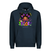 Navy Spooky Mini Halloween Messy Bun Premium Hoodie - texasbilliewilder