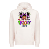 Pale Pink Spooky Mini Halloween Messy Bun Premium Hoodie - texasbilliewilder