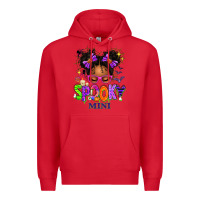 Red Spooky Mini Halloween Messy Bun Premium Hoodie - texasbilliewilder