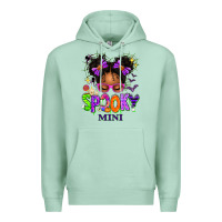 Seafoam Spooky Mini Halloween Messy Bun Premium Hoodie - texasbilliewilder