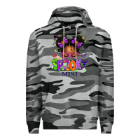 Slate Camo Spooky Mini Halloween Messy Bun Premium Hoodie - texasbilliewilder