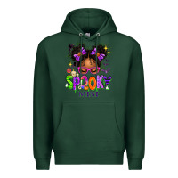 Sports Green Spooky Mini Halloween Messy Bun Premium Hoodie - texasbilliewilder