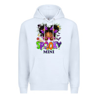 White Spooky Mini Halloween Messy Bun Premium Hoodie - texasbilliewilder