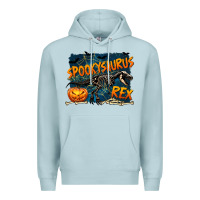 Blue Mist Spooky Saurus Rex Premium Hoodie - texasbilliewilder