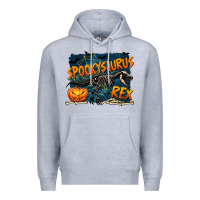 Heather Grey Spooky Saurus Rex Premium Hoodie - texasbilliewilder