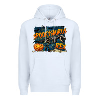White Spooky Saurus Rex Premium Hoodie - texasbilliewilder
