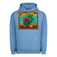 Pigment Pebble Blue turkey and pumpkins Urban Hoodie - RanaPortraitStore