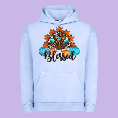 Thanksgiving Turkey Pumpkin Blessed Urban Hoodie Designed By Ranaportraitstore