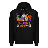 Black Spooky Season Coffee Cups Premium Hoodie - texasbilliewilder