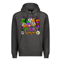Charcoal Heather Spooky Season Coffee Cups Premium Hoodie - texasbilliewilder
