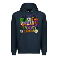 Navy Spooky Season Coffee Cups Premium Hoodie - texasbilliewilder