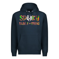 Navy Spooky State of Mind Premium Hoodie - texasbilliewilder