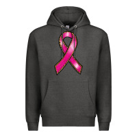 Charcoal Heather breast cancer ribbon Premium Hoodie - RanaPortraitStore