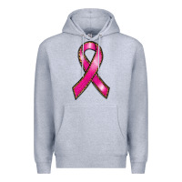 Heather Grey breast cancer ribbon Premium Hoodie - RanaPortraitStore
