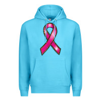 Ocean Blue breast cancer ribbon Premium Hoodie - RanaPortraitStore