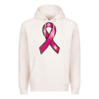 Pale Pink breast cancer ribbon Premium Hoodie - RanaPortraitStore