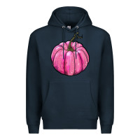 Navy breast cancer awereness pumpkin Premium Hoodie - RanaPortraitStore
