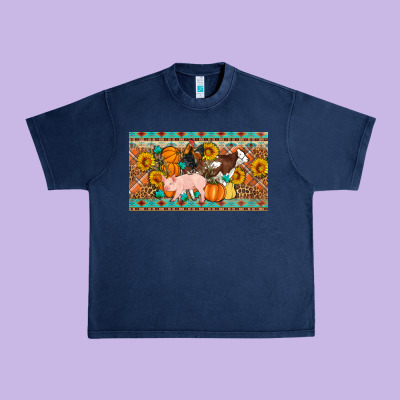 Fall Farm Animals Cow Pig Rooster Urban Heavy Tee Designed By Artiststas