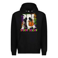Black Spooky Season Ghost Cat Premium Hoodie - texasbilliewilder