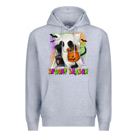 Heather Grey Spooky Season Ghost Cat Premium Hoodie - texasbilliewilder