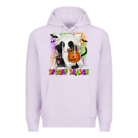 Lilac Spooky Season Ghost Cat Premium Hoodie - texasbilliewilder