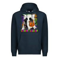 Navy Spooky Season Ghost Cat Premium Hoodie - texasbilliewilder