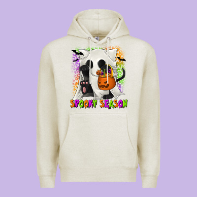 Spooky Season Ghost Cat Premium Hoodie Designed By Texasbilliewilder