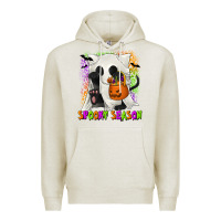 Oatmeal Heather Spooky Season Ghost Cat Premium Hoodie - texasbilliewilder