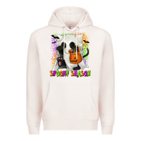 Pale Pink Spooky Season Ghost Cat Premium Hoodie - texasbilliewilder