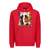Red Spooky Season Ghost Cat Premium Hoodie - texasbilliewilder