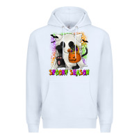 White Spooky Season Ghost Cat Premium Hoodie - texasbilliewilder