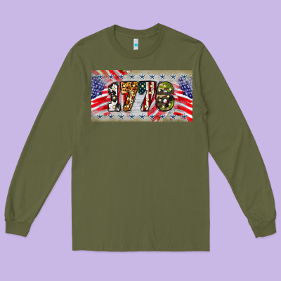1776 4th Of July License Plate Long Sleeve Tee Designed By Barkaloodesign