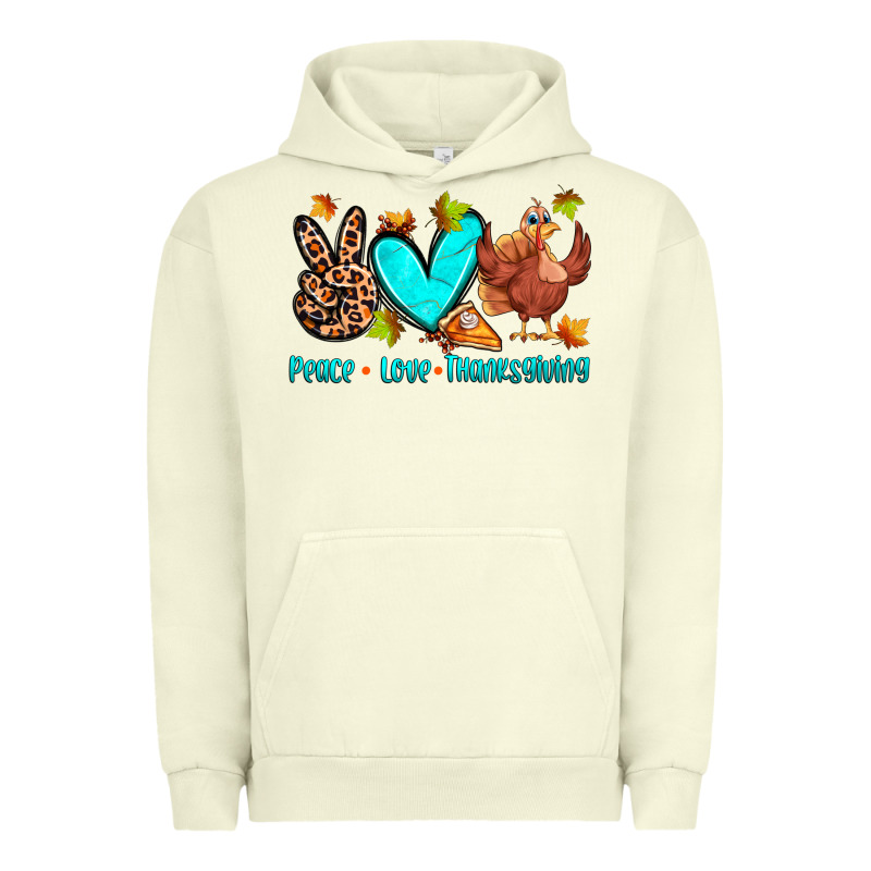 Peace Love Thanksgiving Urban Hoodie by Zillion Design Studio | Teevron