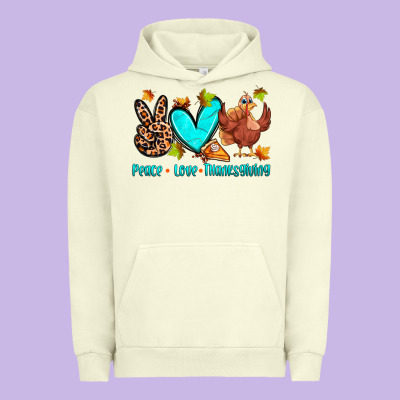 Peace Love Thanksgiving Urban Hoodie Designed By Zillion Design Studio