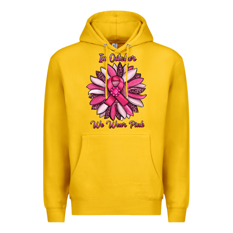 In October We Wear Pink Sunflower Premium Hoodie by RanaPortraitStore | Teevron