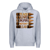 Heather Grey teach love inspire motivate lead Premium Hoodie - Zillion Design Studio