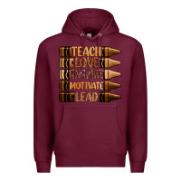 Burgundy teach love inspire motivate lead Premium Hoodie - Zillion Design Studio