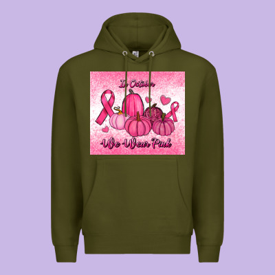 In October We Wear Pink Pumpkin Premium Hoodie Designed By Ranaportraitstore
