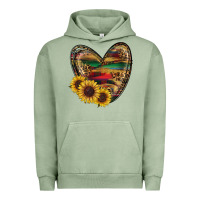 Pigment Oil Green western sunflowers heart Urban Hoodie - RanaPortraitStore