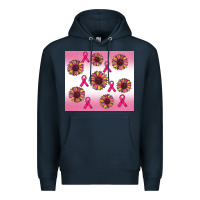 Navy breast cancer awareness sunflower Premium Hoodie - RanaPortraitStore