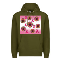 Army Green breast cancer awareness sunflower Premium Hoodie - RanaPortraitStore