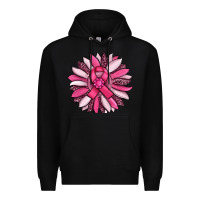Black breast awareness cancer pink sunflower Premium Hoodie - RanaPortraitStore
