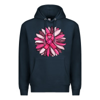 Navy breast awareness cancer pink sunflower Premium Hoodie - RanaPortraitStore