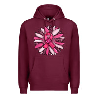 Burgundy breast awareness cancer pink sunflower Premium Hoodie - RanaPortraitStore